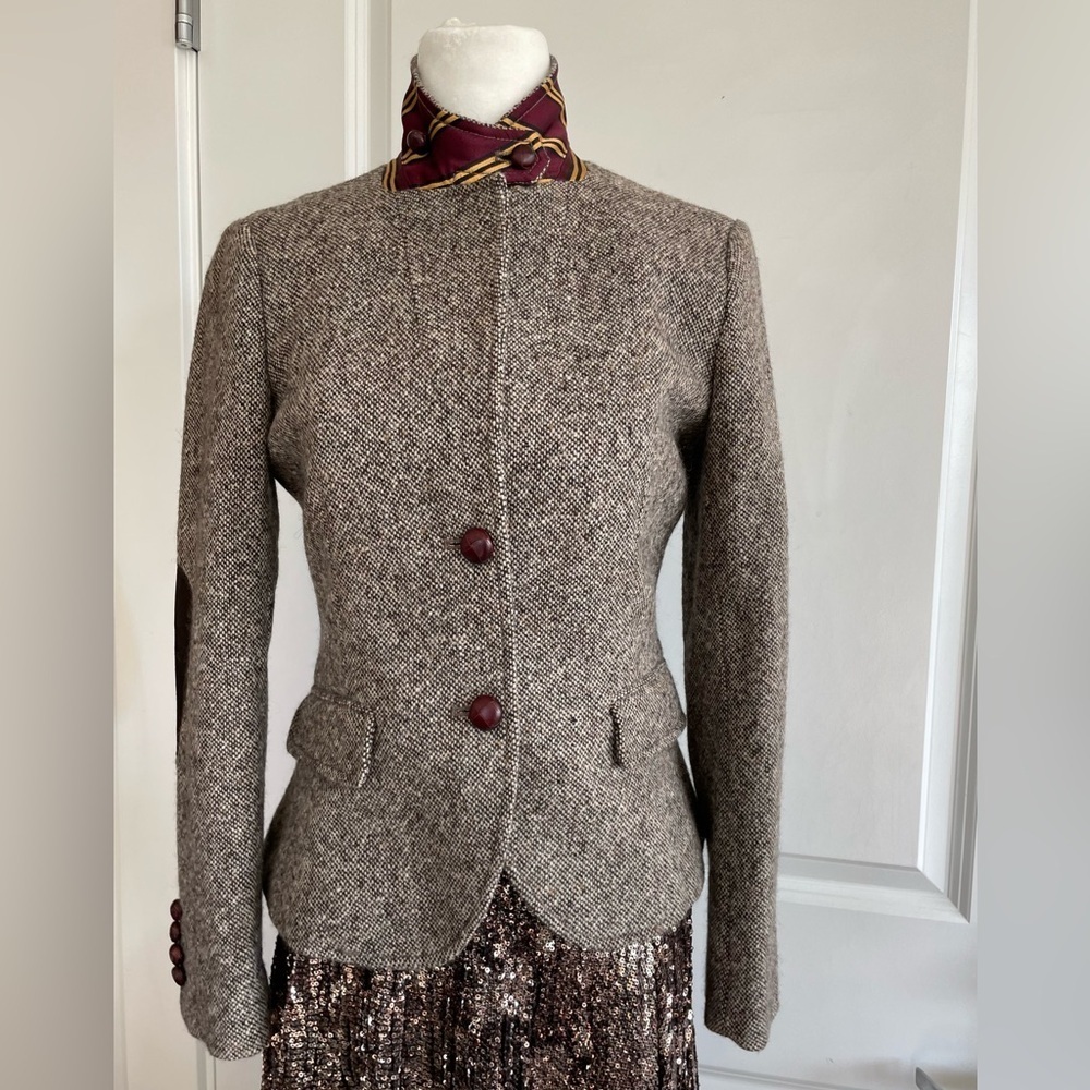 J.CREW by John Hanly Irish Tweed wool jacket Blazer contrast collar size 8 - Picture 17 of 17